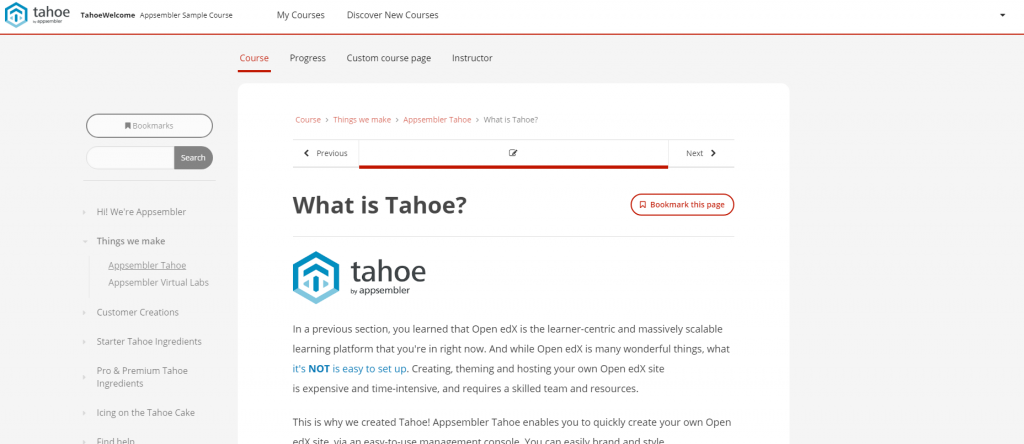 Appsembler Tahoe course screenshot
