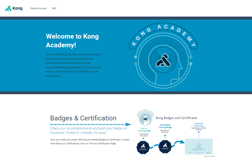 Kong Academy example website of Open edX