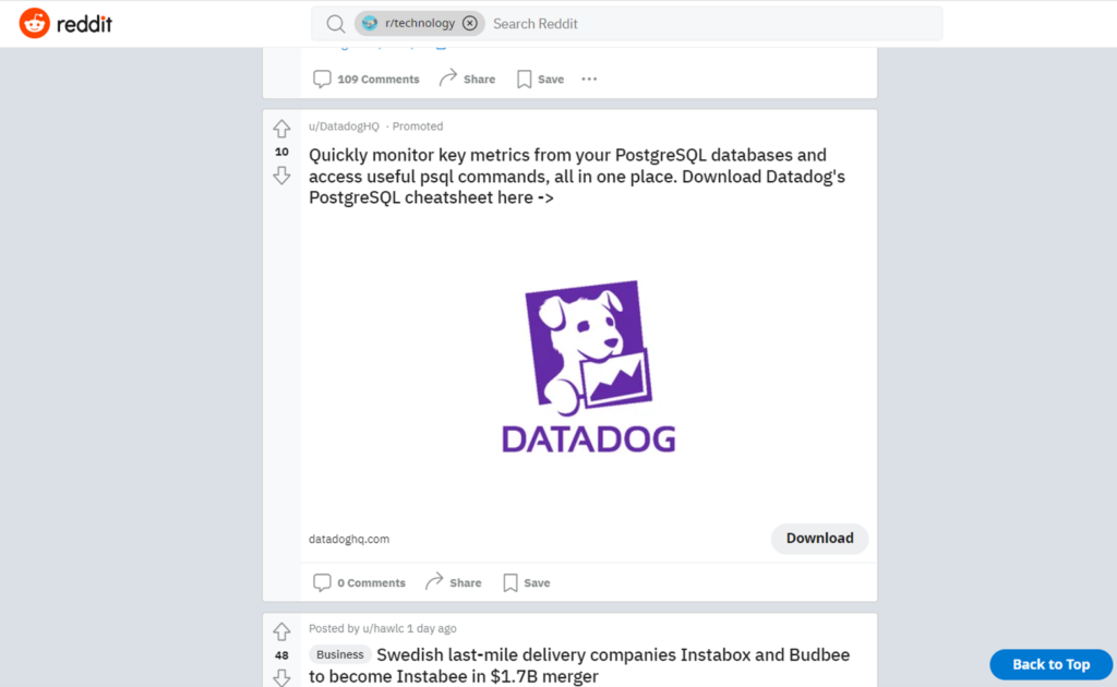 Datadog's Reddit advertising campaign