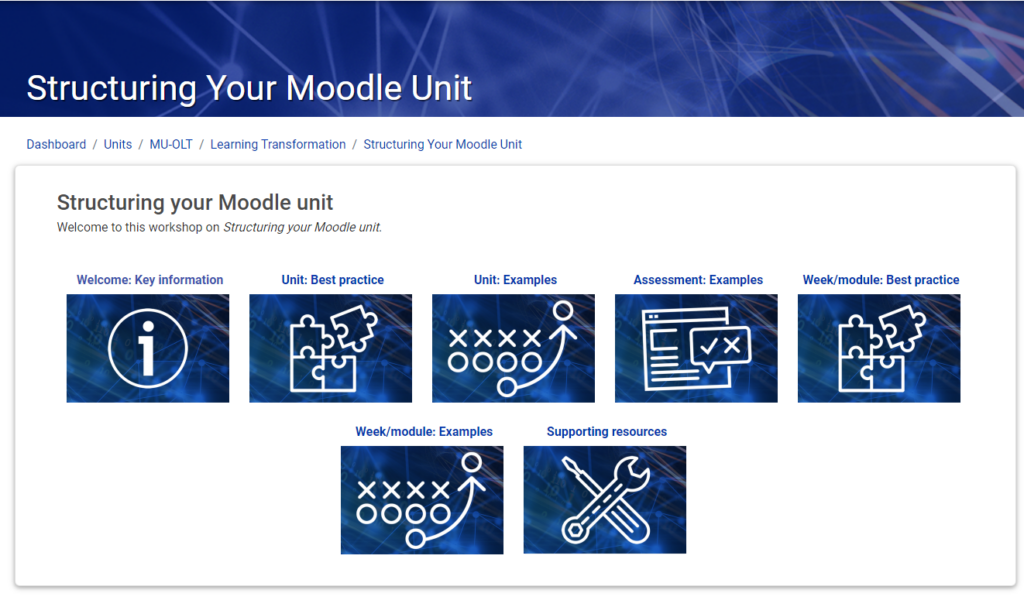 A picture showing the Moodle LMS dashboard