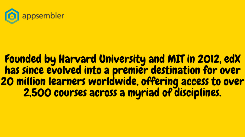 Founded by Harvard University and MIT in 2012, edX has since evolved into a premier destination for over 20 million learners worldwide, offering access to over 2,500 courses across a myriad of disciplines. 
